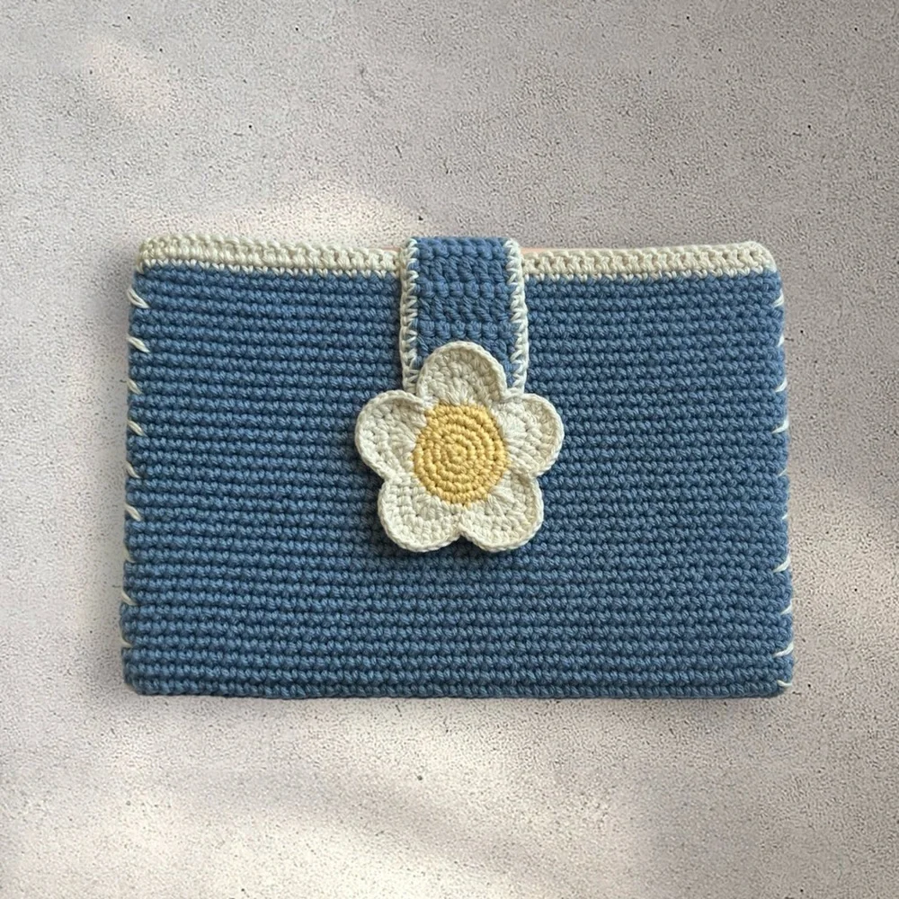 Lovely Handmade Crochet Flower Laptop Sleeve Case fits 13” or 15” MacBook Air 🌸